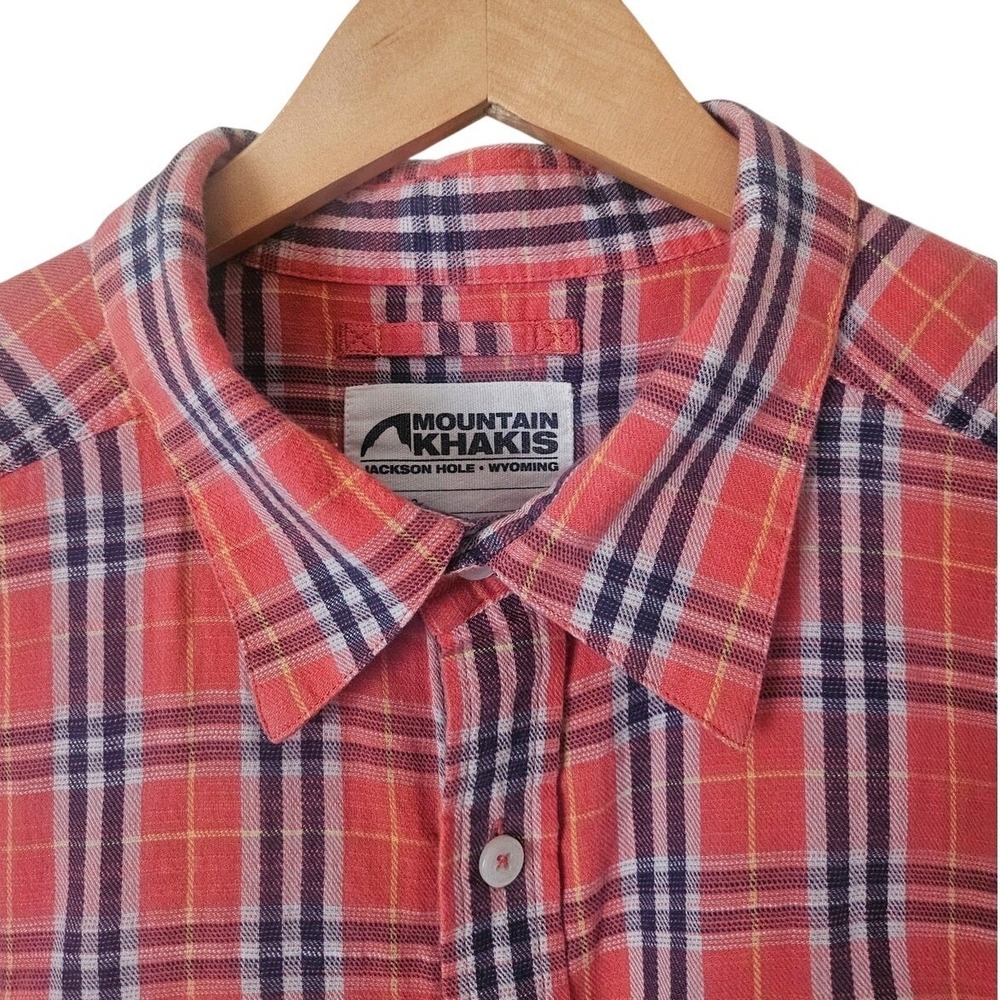 Mountain‎ Khakis Short Sleeve Button Down Shirt Men's Orange Navy Plaid XL
